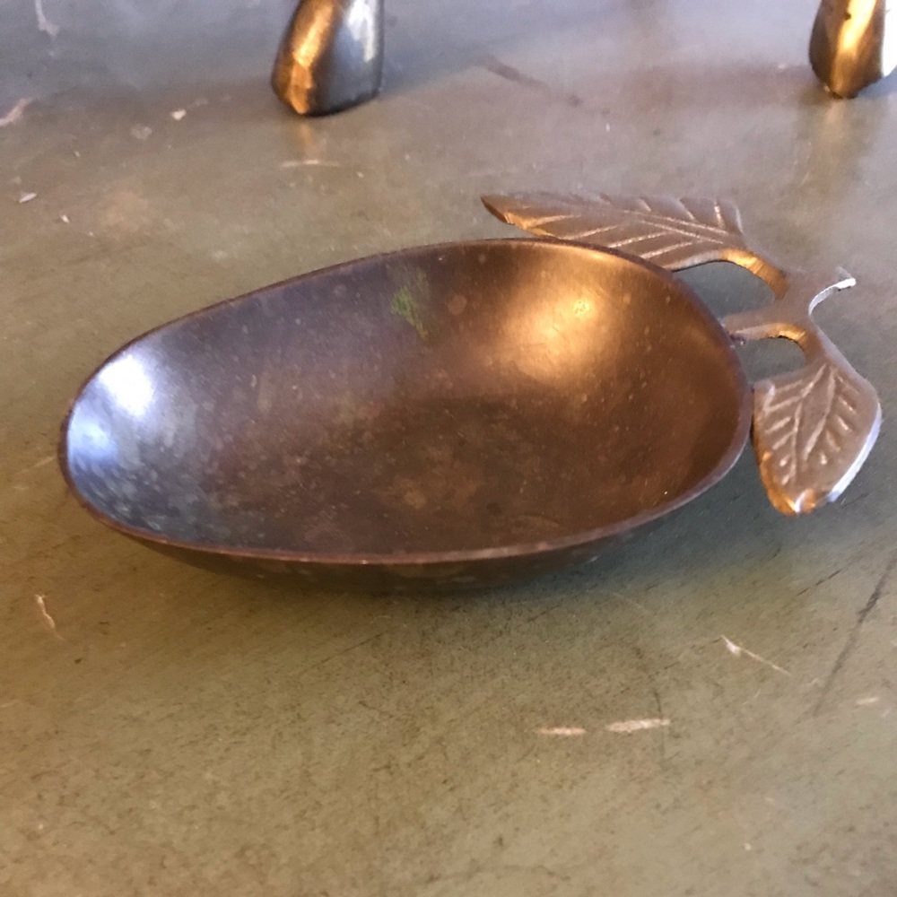 Solid Brass Vintage Apple Trinket Dish Home Decor